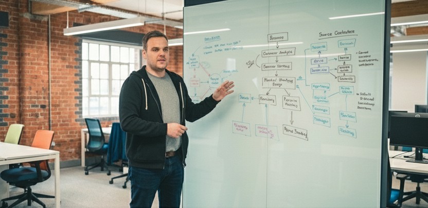 Product strategy workshop with technical architecture